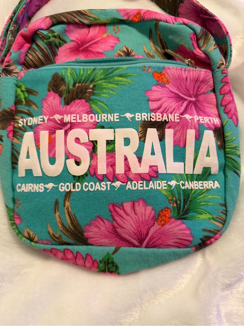 Australia Floral Crossbody Bag - Turquoise & Pink - Picture 2 of 5